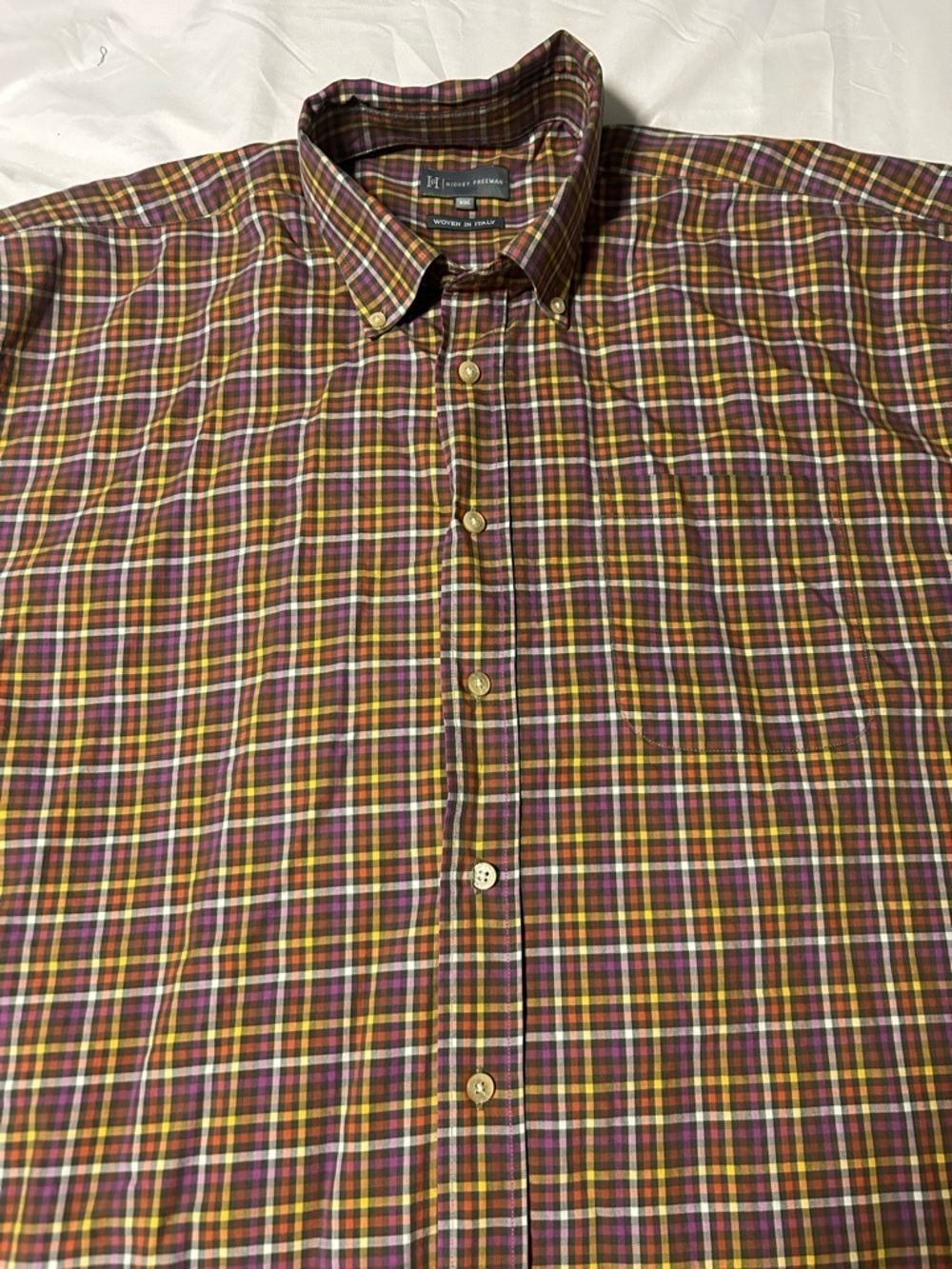 Hickey Freeman XXL Men’s Plaid Long Sleeve Shirt Button Down Woven In Italy